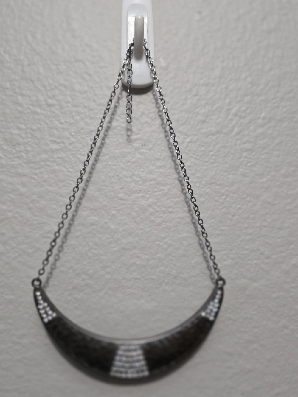 Paparazzi Silver-Tone Crescent Necklace with Sparkle Accents